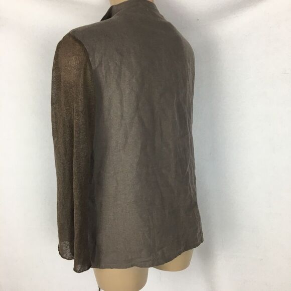 Crea Concept Linen Brown Button Front Layered Jacket Top 12 - Picture 4 of 9